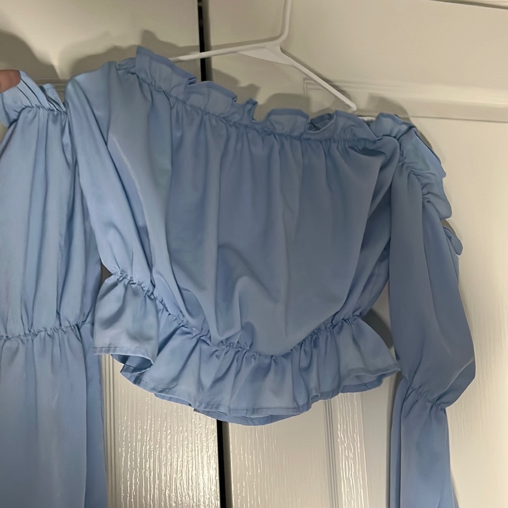Blue off the shoulder top